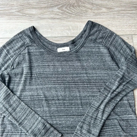 Aritzia TNA Alder Top Marled Dark Grey Raglan Long Sleeve - Picture 6 of 13